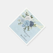 Dusty Navy Blue Peony County Lights Wedding Servet (Hoek)
