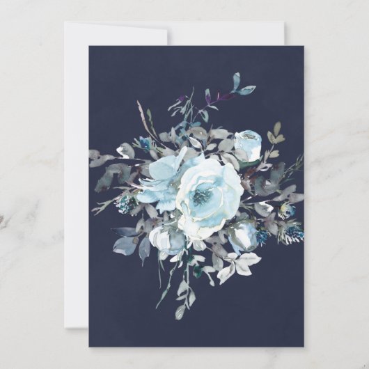 Dusty Navy Blue Peony Couples Shower Invitations (Achterkant)