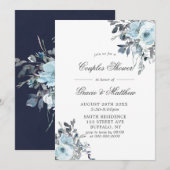 Dusty Navy Blue Peony Couples Shower Invitations (Voorkant / Achterkant)