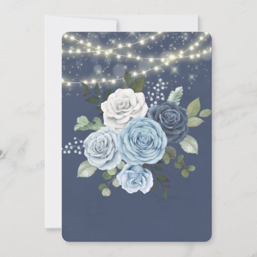 Dusty Navy Blue Peony Lights Wedding Shower (Achterkant)
