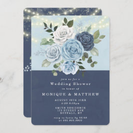 Dusty Navy Blue Peony Lights Wedding Shower