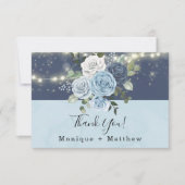 Dusty Navy Blue Peony Wedding Hartelijk dank Kaart (Voorkant)