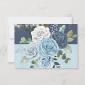 Dusty Navy Blue Peony Wedding Hartelijk dank Kaart (Achterkant)