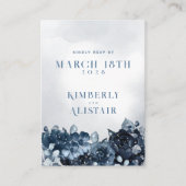 Dusty Navy Blue Peony Wedding Online RSVP-kaart Visitekaartje (Voorkant)