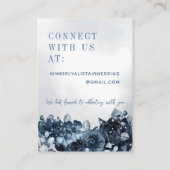 Dusty Navy Blue Peony Wedding Online RSVP-kaart Visitekaartje (Achterkant)