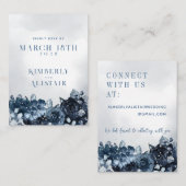 Dusty Navy Blue Peony Wedding Online RSVP-kaart Visitekaartje (Voorkant / Achterkant)