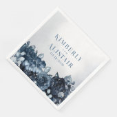 Dusty Navy Blue Peony Wedding Paper Dinner Napkins Servet (Hoek)