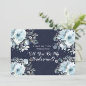 Dusty Navy Blue Peony zal mijn Bridesmaid zijn Kaart (Staand voorkant)