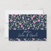 Dusty Navy Blue Pink Hibiscus Bloom Wedding Shower (Voorkant)