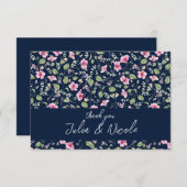 Dusty Navy Blue Pink Hibiscus Bloom Wedding Shower (Voorkant / Achterkant)