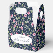 Dusty Navy Blue Pink Hibiscus Bloom Wedding Shower Bedankdoosjes (Geopend)