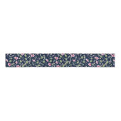 Dusty Navy Blue Pink Hibiscus Bloom Wedding Shower Grosgrain Lint (Voorkant)