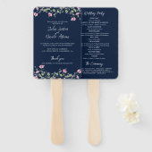 Dusty Navy Blue Pink Hibiscus Bloom Wedding Shower Handwaaier (Voorkant en achterkant)