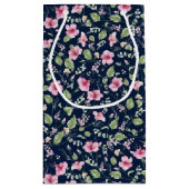 Dusty Navy Blue Pink Hibiscus Bloom Wedding Shower Klein Cadeauzakje (Achterkant)