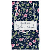 Dusty Navy Blue Pink Hibiscus Bloom Wedding Shower Klein Cadeauzakje (Voorkant)