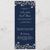 Dusty Navy Blue Pink Hibiscus Bloom Wedding Shower Programmakaart (Voorkant)