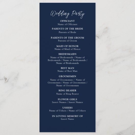 Dusty Navy Blue Pink Hibiscus Bloom Wedding Shower Programmakaart (Achterkant)