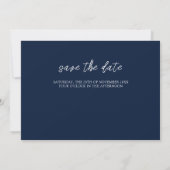 Dusty Navy Blue Pink Hibiscus Bloom Wedding Shower Save The Date (Achterkant)