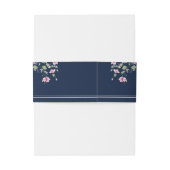 Dusty Navy Blue Pink Hibiscus Bloom Wedding Shower Uitnodigingen Wikkel (Achterkant Voorbeeld)