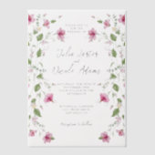 Dusty Navy Blue Pink Hibiscus Bloom Wedding Shower Vellum Uitnodigingen (Voorkant)