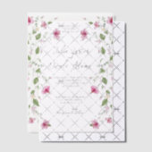 Dusty Navy Blue Pink Hibiscus Bloom Wedding Shower Vellum Uitnodigingen (Offset (Uitnodiging))