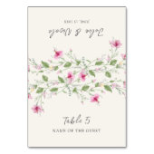 Dusty Navy Blue Pink Hibiscus Wedding Place Card Kaart (Voorkant)