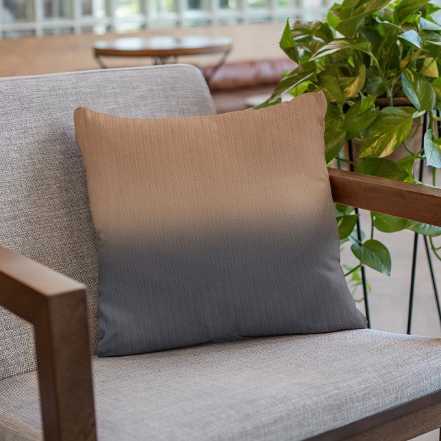 Dusty Navy Blue Rust Brown Digital Herringbone Kussen (Creator heeft geüpload)