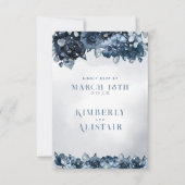 Dusty Navy Blue Silver Wedding Return Mail RSVP (Voorkant)