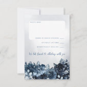 Dusty Navy Blue Silver Wedding Return Mail RSVP (Achterkant)
