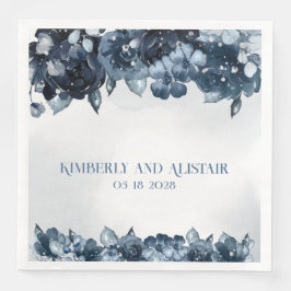 Dusty Navy Blue Silver Wedding Servet