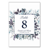 Dusty Navy Blue Waterverf Floral Wedding Kaart (Achterkant)