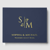 Dusty Navy bruiloft gastenboeken Folie gastenboek (Voorkant)