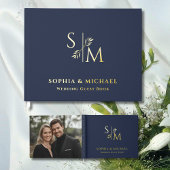 Dusty Navy bruiloft gastenboeken Folie gastenboek