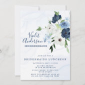 Dusty Navy Etheral Floral Bridesmaids Luncheon I Kaart (Voorkant)