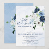 Dusty Navy Etheral Floral Bridesmaids Luncheon I Kaart (Voorkant / Achterkant)