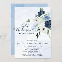 Dusty Navy Etheral Floral Bridesmaids Luncheon I Kaart