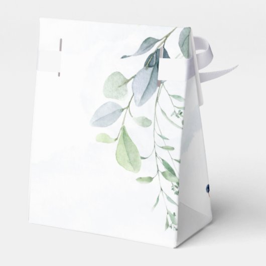 Dusty Navy Eucalyptus Greenery Rustic Wedding Bedankdoosjes (Achterkant)