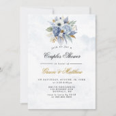 Dusty Navy Gold Peony Chic Couples Shower Invites (Voorkant)