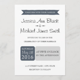 Dusty Navy & Gray | Weddenuitnodiging Kaart
