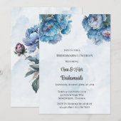 Dusty Navy Paint Peony Bridesmaids Luncheon Kaart (Voorkant / Achterkant)