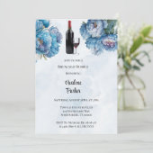 Dusty Navy Paint Peony Brunch & Bubbly Kaart (Staand voorkant)