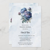 Dusty Navy Paint Peony Wedding Shower Kaart (Voorkant / Achterkant)