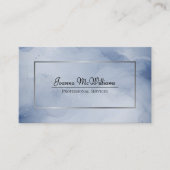 Dusty Navy & Silver Abstracte Waterverf QR-code Visitekaartje (Voorkant)