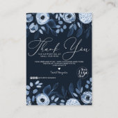 Dusty Navy Waterverf Bloemen Klant Dank u Visitekaartje (Voorkant)