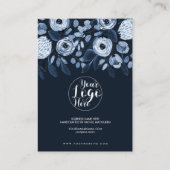 Dusty Navy Waterverf Bloemen Klant Dank u Visitekaartje (Achterkant)