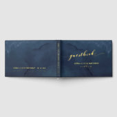 Dusty Navy Waterverf Gold Script Elegant Wedding Gastenboek (Volledig)