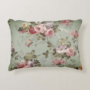 Dusty Olive Green Floral Design Accent Kussen