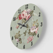 Dusty Olive Green Floral Design Grote Klok (Hoek)