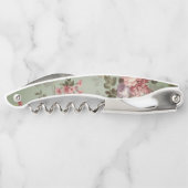 Dusty Olive Green Floral Design Kurkentrekker (Achterkant)