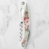 Dusty Olive Green Floral Design Kurkentrekker (Voorkant)